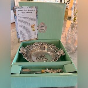 Arthur Court Silver Baby Teddy Bear Bowl & Spoon